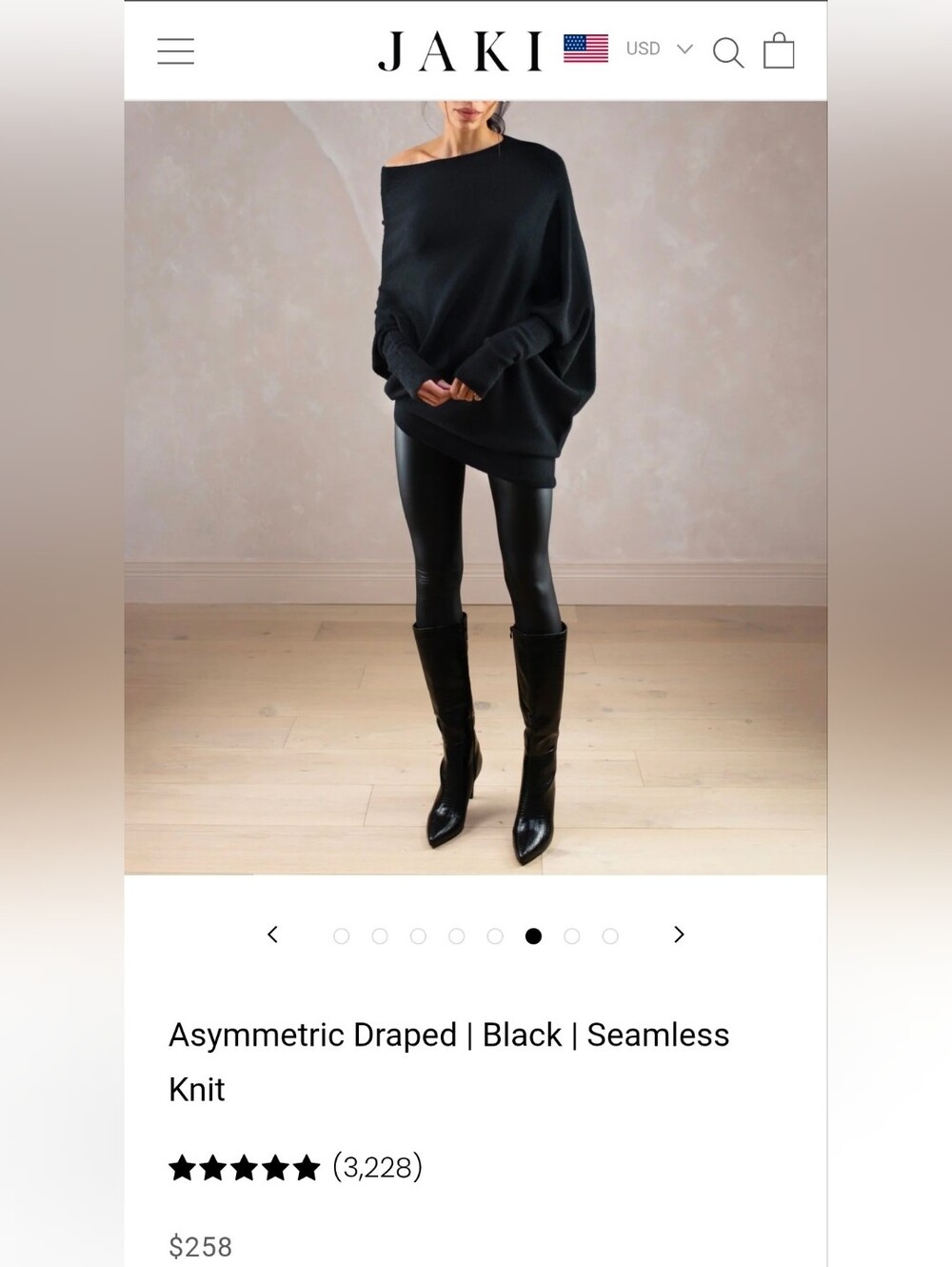 NWOT - Jaki London Asymmetric Draped | Black | Seamless Sweater